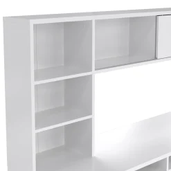 Scrivania lineare bianca lucida 149x48cm con libreria - Ambrenti