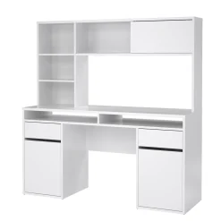 Scrivania lineare bianca lucida 149x48cm con libreria - Ambrenti