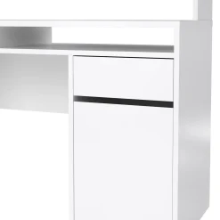 Scrivania lineare bianca lucida 149x48cm con libreria - Ambrenti