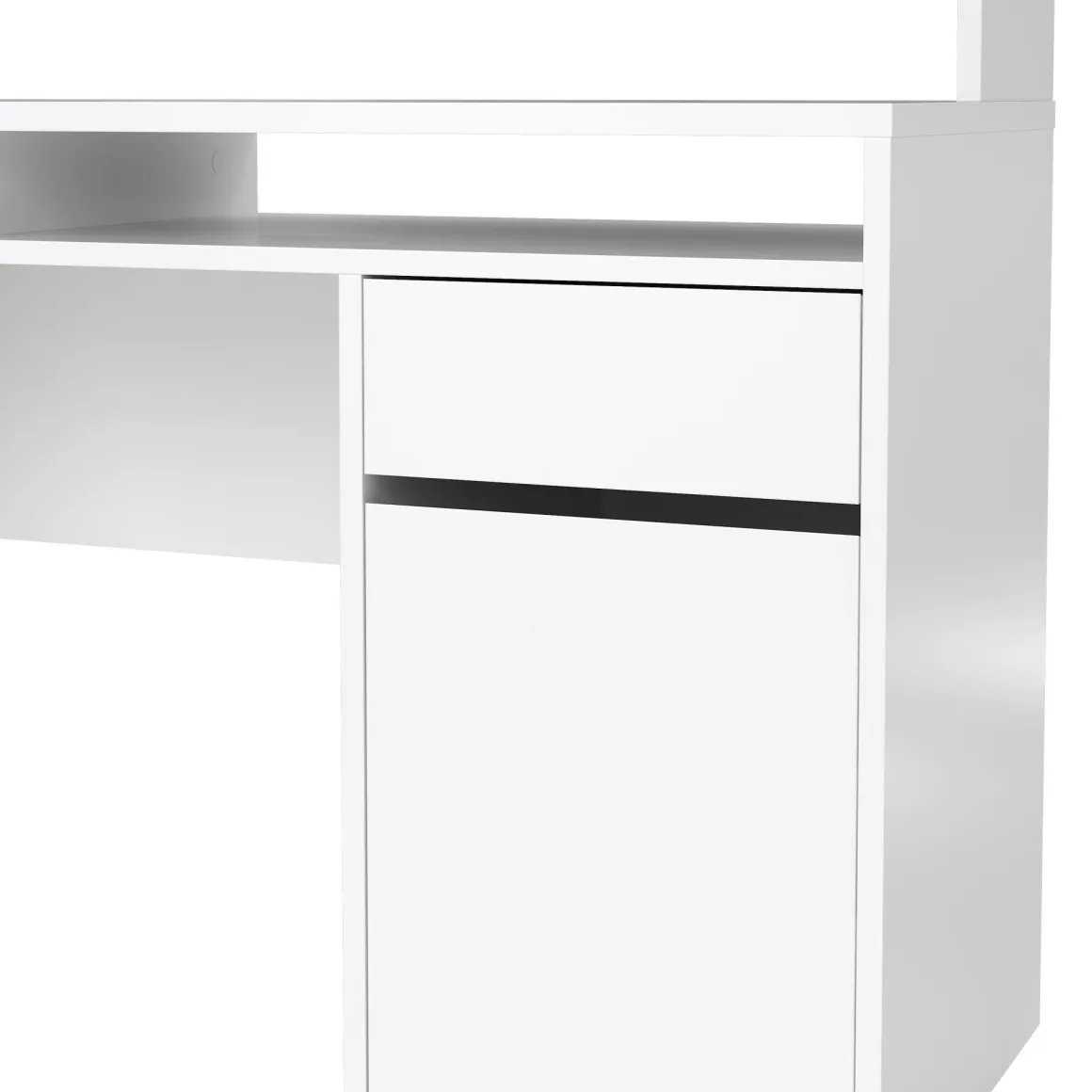 Scrivania lineare bianca lucida 149x48cm con libreria - Ambrenti
