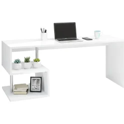 Scrivania lineare bianca lucida 180x60cm con supporto pc - Poseidone