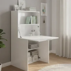 Ufficio|Camera Da Letto > Dmora Scrivania lineare bianca lucida 70x35cm con supporto pc - Akiro Bianco Lucido