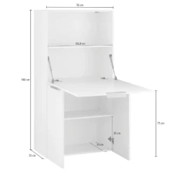 Scrivania lineare bianca lucida 70x35cm con libreria - Atroc