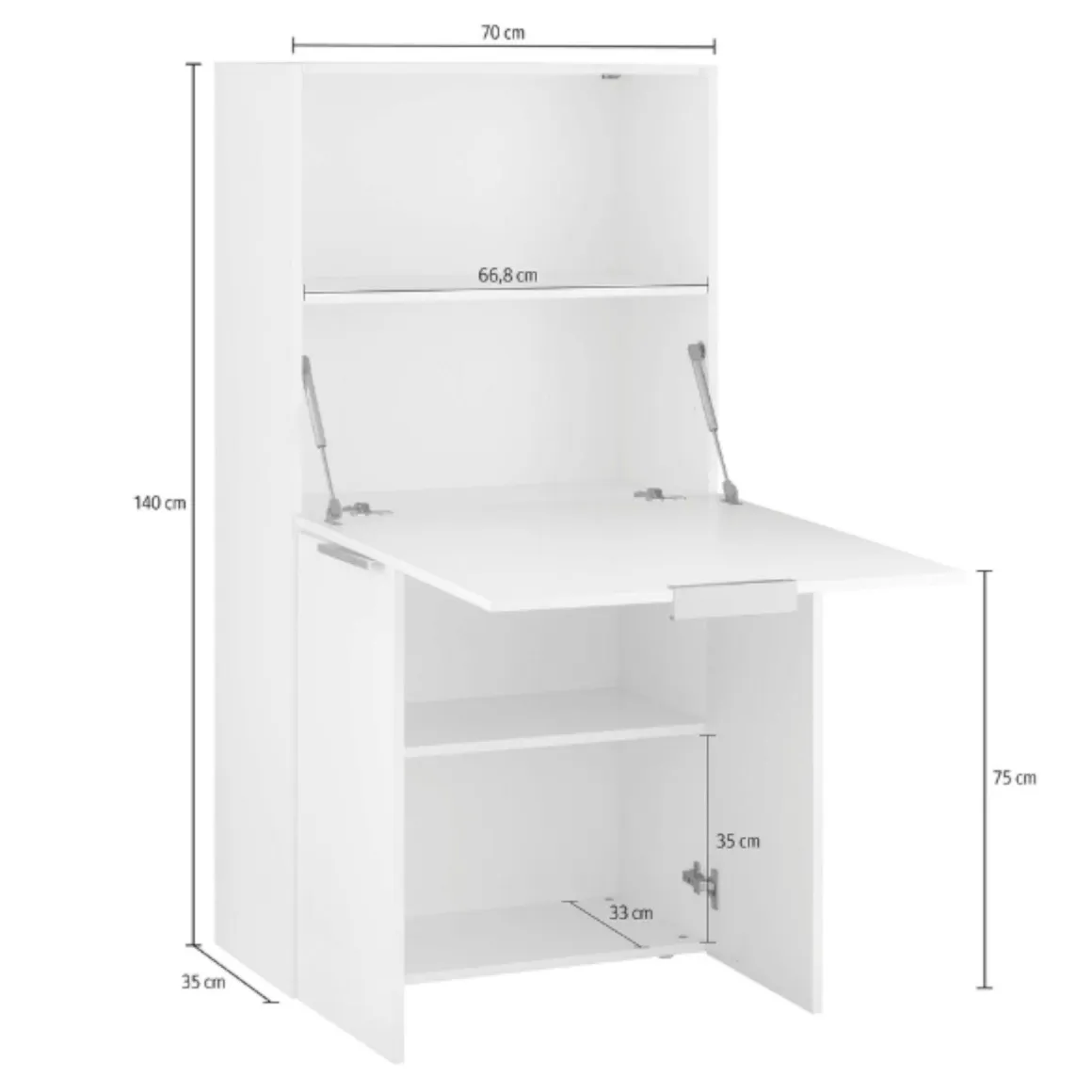 Scrivania lineare bianca lucida 70x35cm con libreria - Atroc