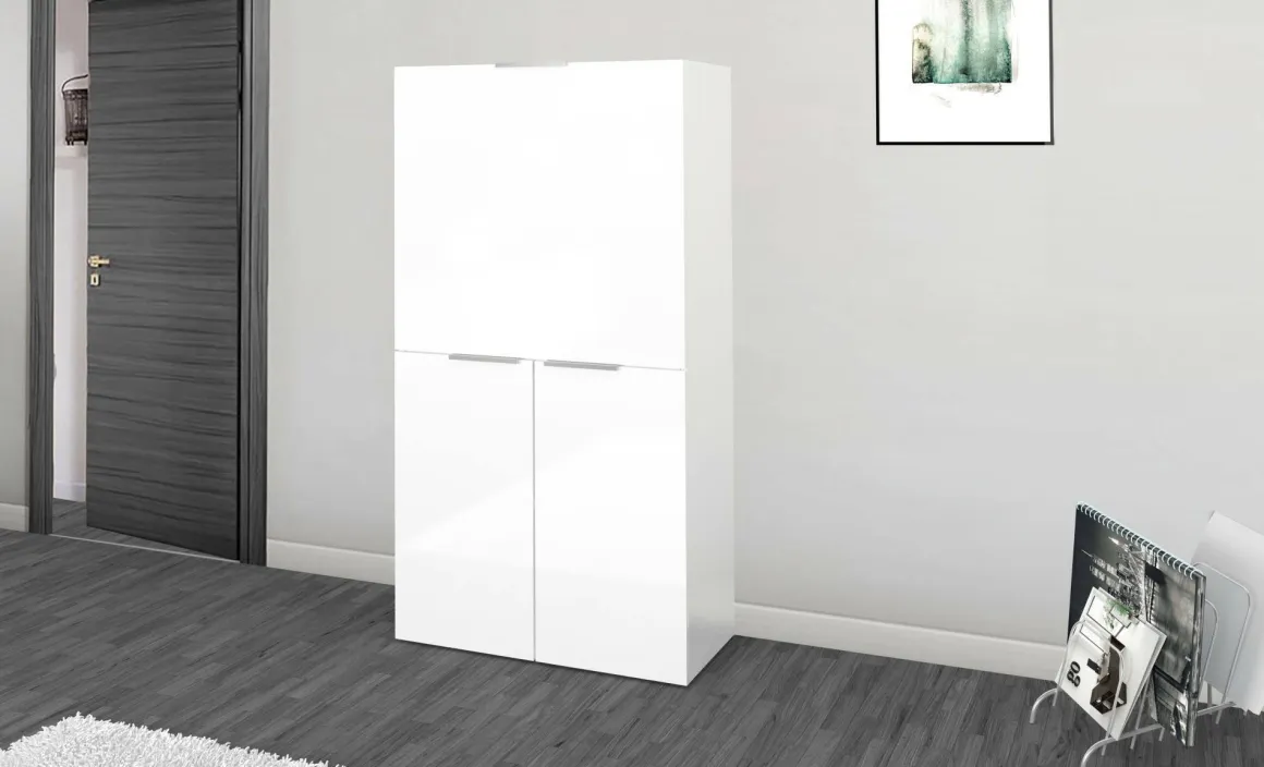 Scrivania lineare bianca lucida 70x35cm con libreria - Atroc