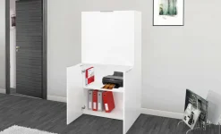 Scrivania lineare bianca lucida 70x35cm con libreria - Atroc