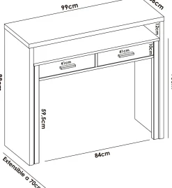 Ufficio|Camera Da Letto > Dmora Scrivania lineare bianca lucida e acero 110x50cm con supporto pc - Antioco Marrone Acero, Bianco Lucido