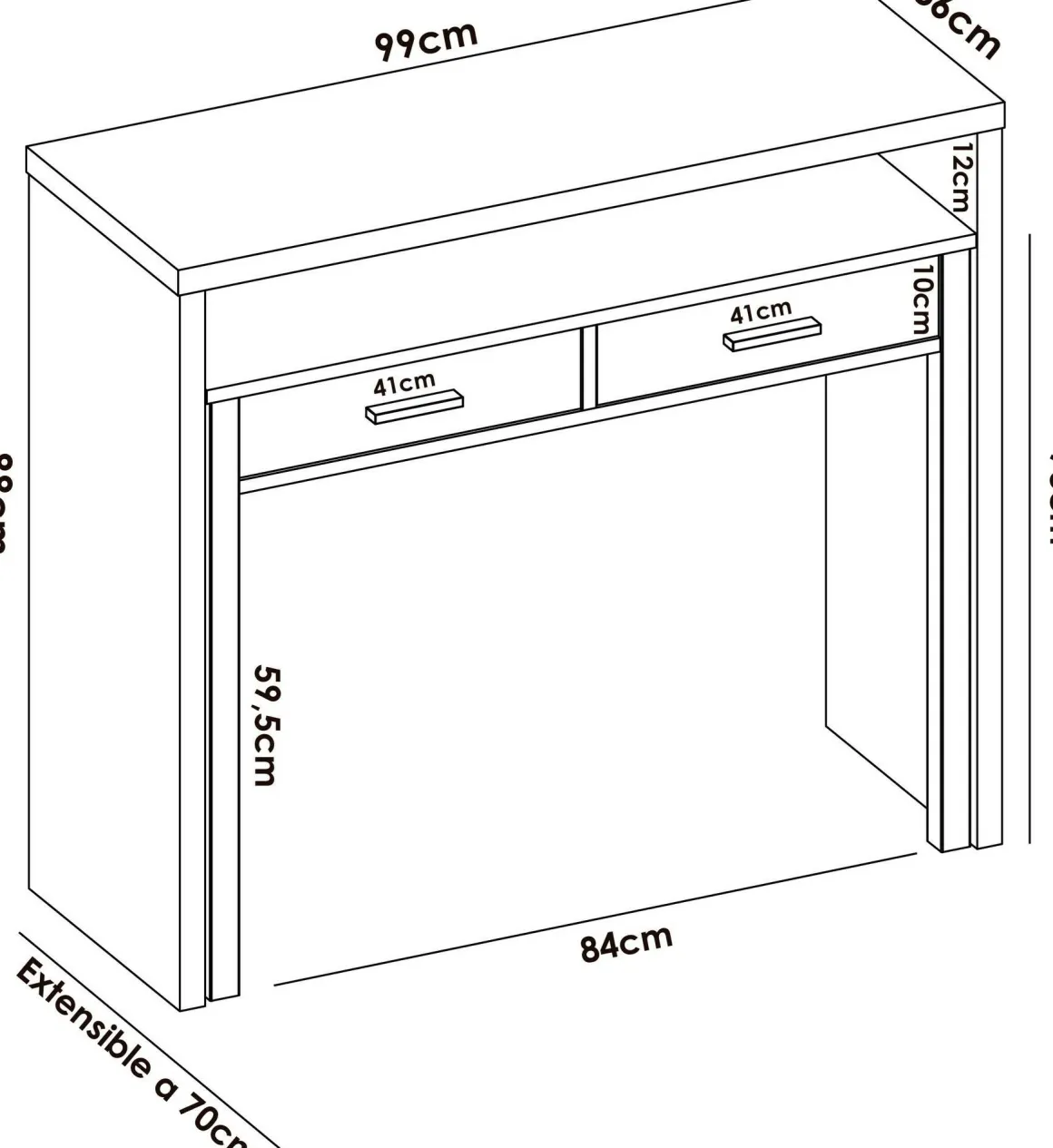 Ufficio|Camera Da Letto > Dmora Scrivania lineare bianca lucida e acero 110x50cm con supporto pc - Antioco Marrone Acero, Bianco Lucido