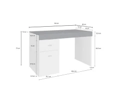Ufficio|Camera Da Letto > Dmora Scrivania lineare bianca lucida e ardesia 110x50cm con supporto pc - Antioco Grigio Ardesia, Bianco Lucido
