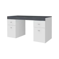 Scrivania lineare bianca lucida e ardesia 130x60cm con 1 cassetto - Aladdin