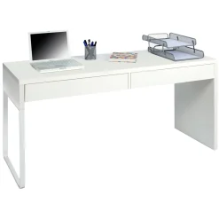 Scrivania lineare bianca opaca 138x50cm con 2 cassetti - Cerere