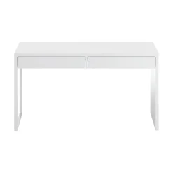 Scrivania lineare bianca opaca 138x50cm con 2 cassetti - Cerere