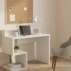 Ufficio|Camera Da Letto > Dmora Scrivania lineare bianca 100x50cm con supporto computer - Giusy Bianco