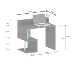 Ufficio|Camera Da Letto > Dmora Scrivania lineare bianca 100x50cm con supporto computer - Giusy Bianco
