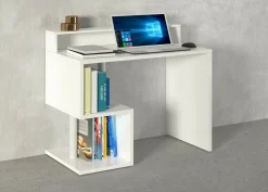 Ufficio|Camera Da Letto > Dmora Scrivania lineare bianca 100x50cm con supporto computer - Giusy Bianco