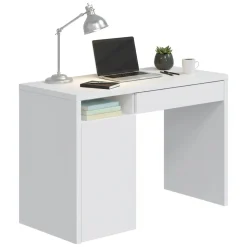 Scrivania lineare bianca 108x50cm con 1 cassetto - Ally