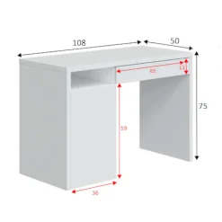 Ufficio|Camera Da Letto > Dmora Scrivania lineare bianca 108x50cm con 2 cassetti - Arica Bianco