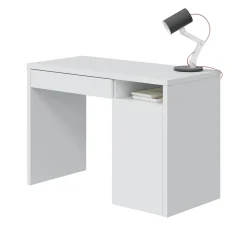 Ufficio|Camera Da Letto > Dmora Scrivania lineare bianca 108x50cm con 2 cassetti - Arica Bianco