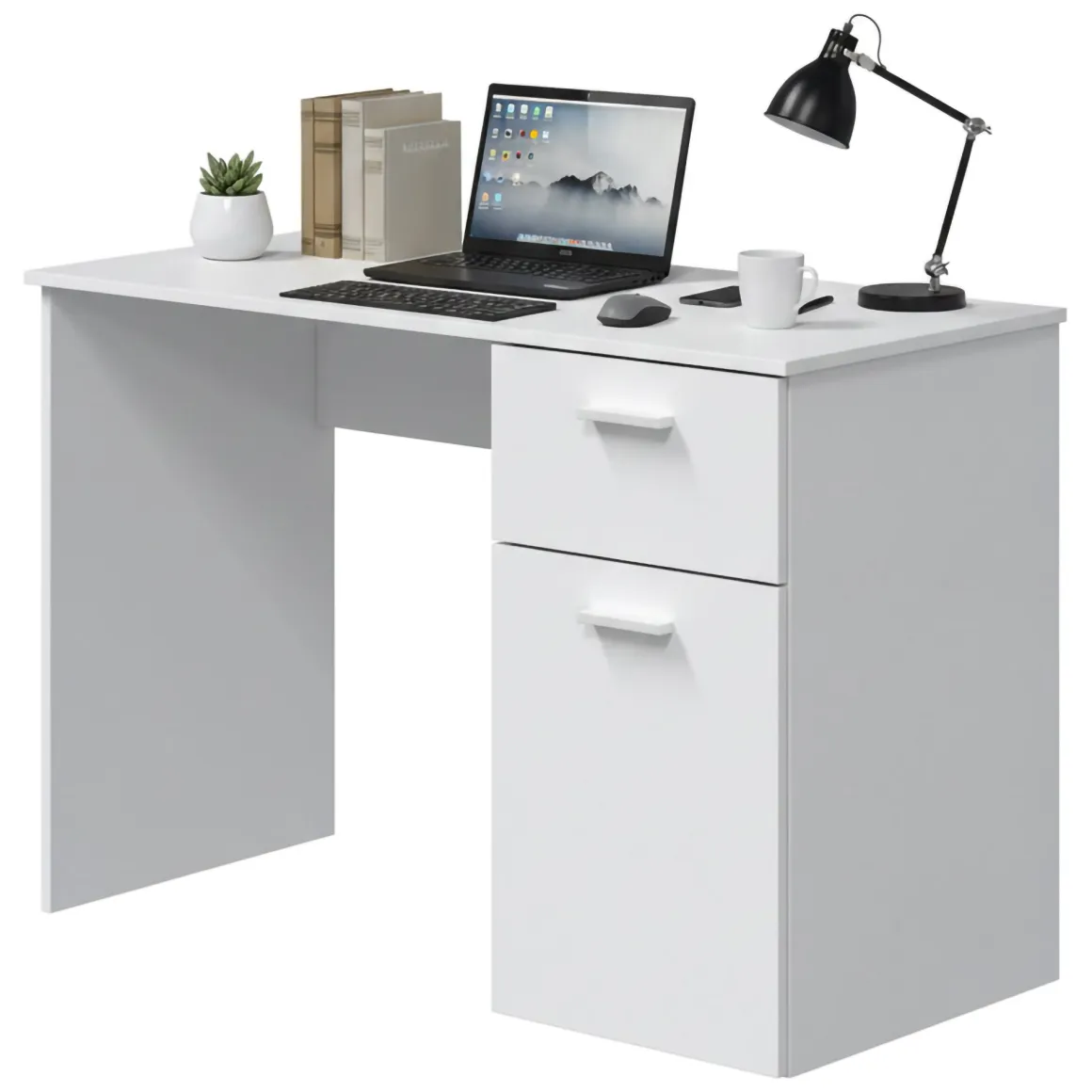Scrivania lineare bianca 108x50cm in legno - Apos