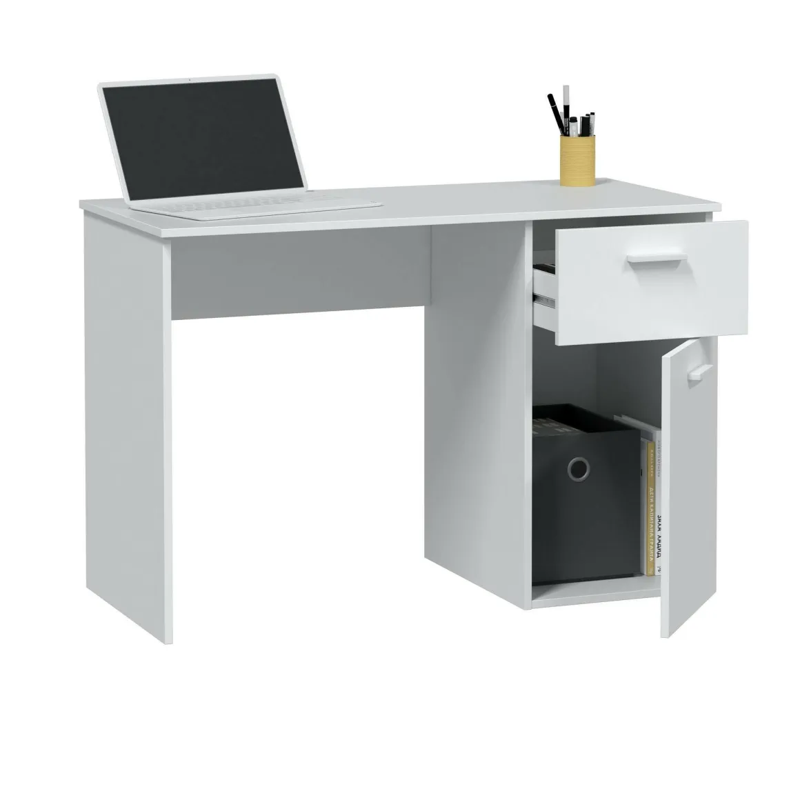 Scrivania lineare bianca 108x50cm in legno - Apos