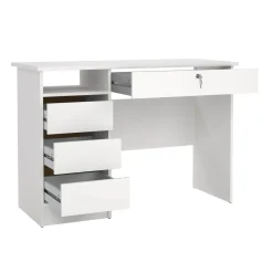 Scrivanie > Dmora Scrivania lineare bianca 109x48cm con 3 cassetti - Franklin Bianco