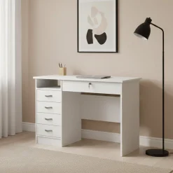 Ufficio|Camera Da Letto > Dmora Scrivania lineare bianca 109x50cm con 1 cassetto - Andi Bianco