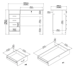 Scrivania lineare bianca 109x48cm in legno - Amor