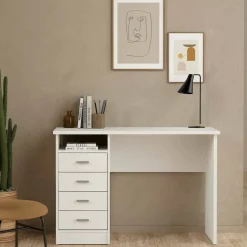 Scrivanie > Dmora Scrivania lineare bianca 110x48cm con 1 cassetto - Agave Bianco