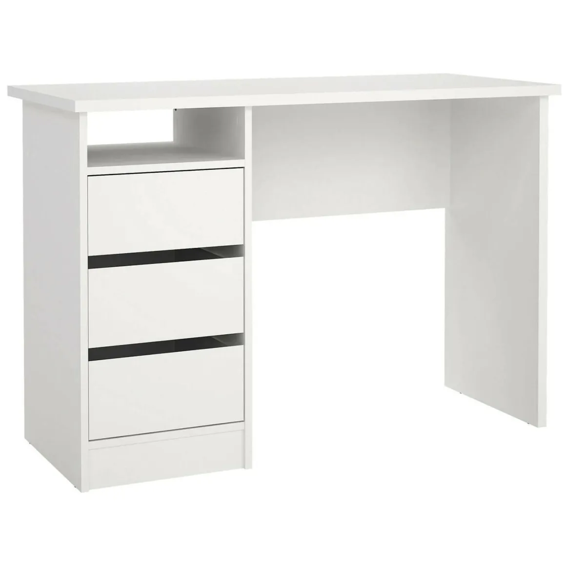 Scrivania lineare bianca 110x48cm con 3 cassetti - Huaning