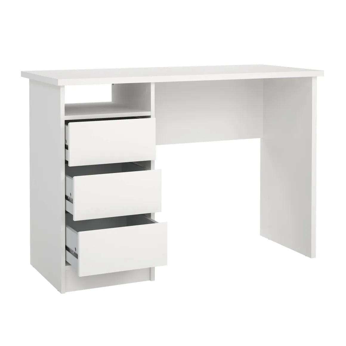 Scrivania lineare bianca 110x48cm con 3 cassetti - Huaning