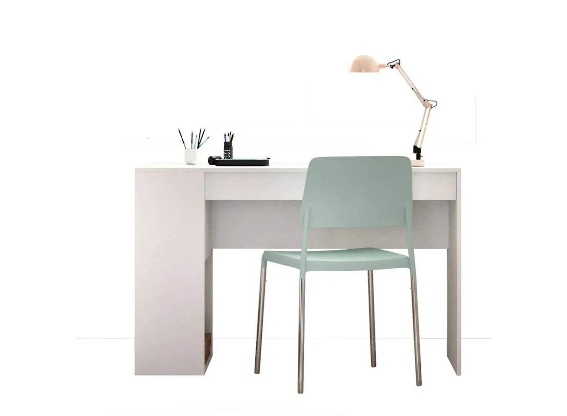 Scrivania lineare bianca 115x50cm con 1 cassetto - Arianella