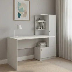 Scrivania lineare bianca 120x61cm con 1 cassetto - Kimberly
