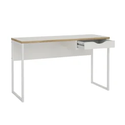 Scrivanie > Dmora Scrivania lineare bianca 130x48cm con 1 cassetto - Gil Bianco