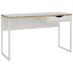 Scrivanie > Dmora Scrivania lineare bianca 130x48cm con 1 cassetto - Gil Bianco