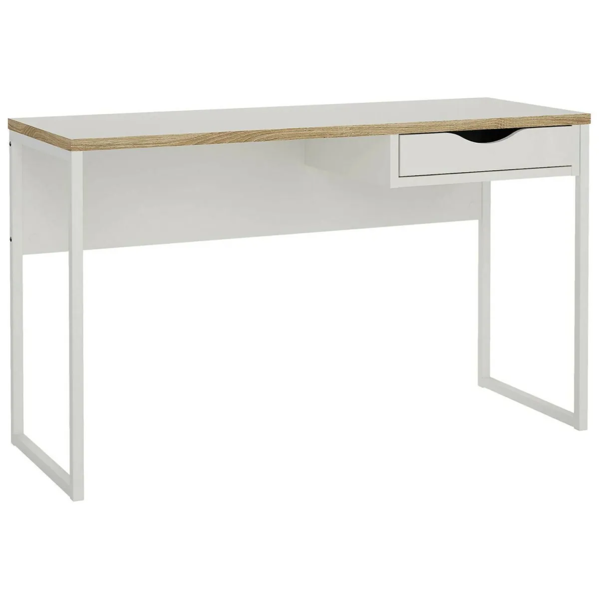 Scrivanie > Dmora Scrivania lineare bianca 130x48cm con 1 cassetto - Gil Bianco