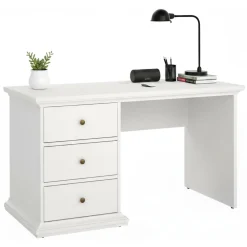 Ufficio|Camera Da Letto > Dmora Scrivania lineare bianca 138x60cm con 2 cassetti - Abol Bianco