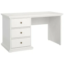 Scrivania lineare bianca 130x61cm con 3 cassetti - Agia