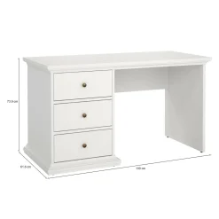 Scrivania lineare bianca 130x61cm con 3 cassetti - Agia