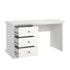 Scrivania lineare bianca 130x61cm con 3 cassetti - Agia