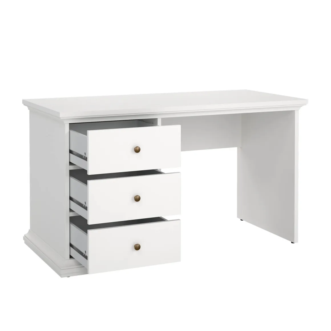 Scrivania lineare bianca 130x61cm con 3 cassetti - Agia