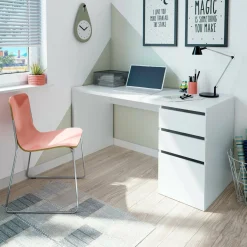 Ufficio|Camera Da Letto > Dmora Scrivania lineare bianca 138x60cm con in legno - Alimet Bianco