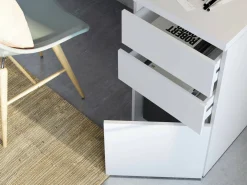 Scrivania lineare bianca 138x60cm con 3 cassetti - Alko