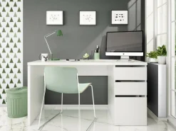 Scrivania lineare bianca 138x60cm con 3 cassetti - Alko