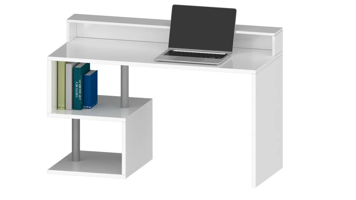Ufficio|Camera Da Letto > Dmora Scrivania lineare bianca 140x60cm con supporto computer - Yemyin Bianco