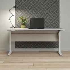 Ufficio|Camera Da Letto > Dmora Scrivania lineare bianca 160x60cm con 3 cassetti - Bardi Bianco
