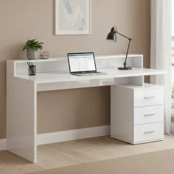 Ufficio|Camera Da Letto > Dmora Scrivania lineare bianca 180x60cm - Arre Bianco