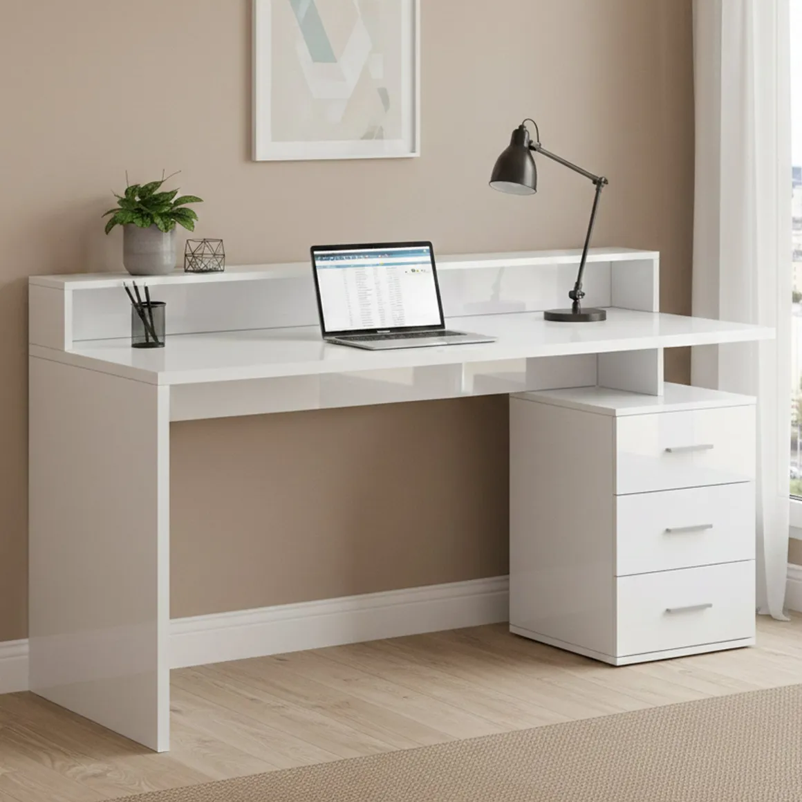 Ufficio|Camera Da Letto > Dmora Scrivania lineare bianca 180x60cm - Arre Bianco
