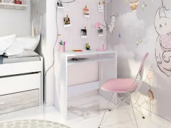 Scrivanie > Dmora Scrivania lineare bianca 90x40cm con libreria - Riad Bianco