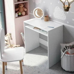 Scrivanie > Dmora Scrivania lineare bianca 90x40cm con libreria - Riad Bianco