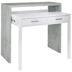 Salotto|Scrivanie > Dmora Scrivania lineare cemento e bianca 98x36cm con 2 cassetti - Andriy Bianco, Grigio Cemento